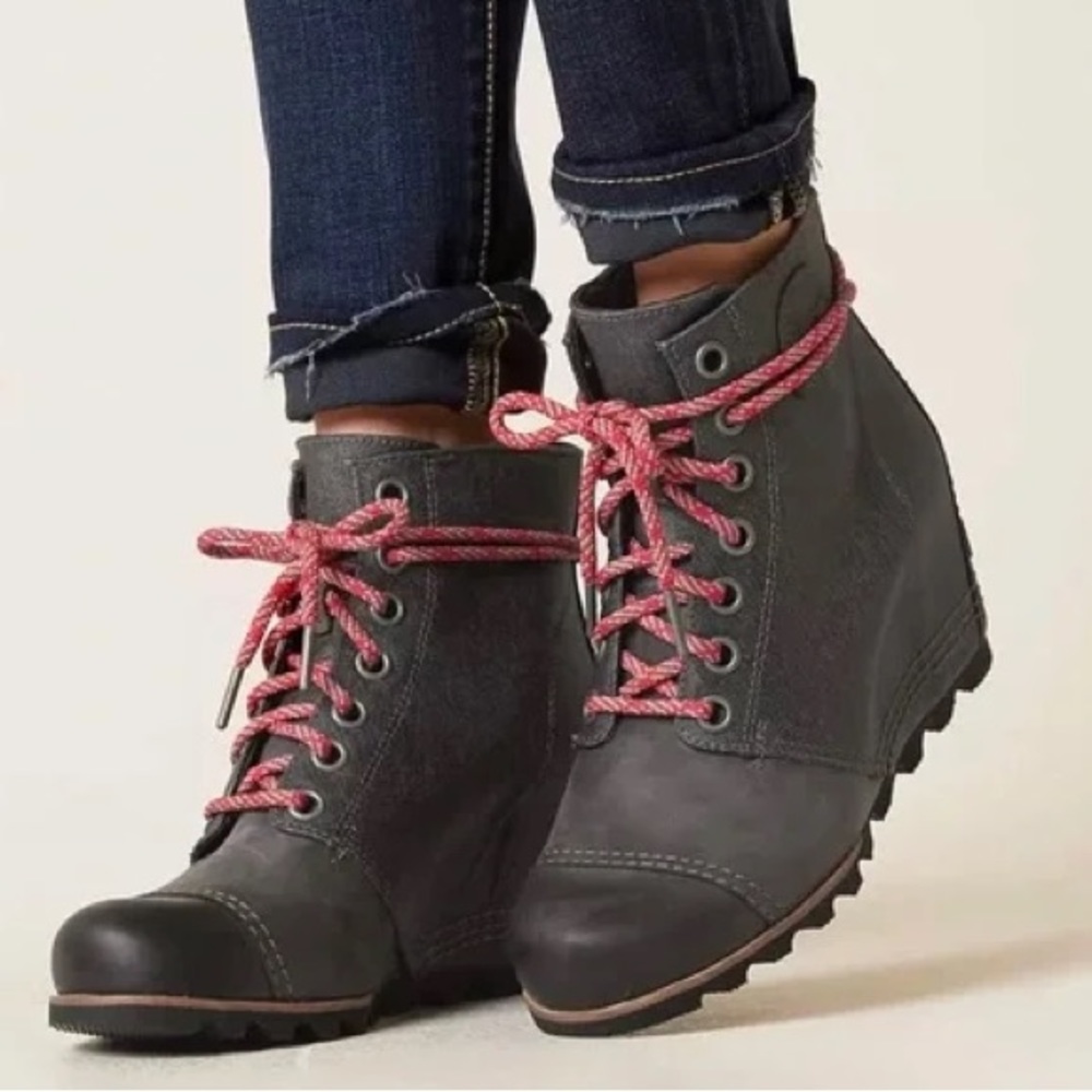 SOREL PDX Lace Wedge Quarry Gray Boot - SZ 9.5